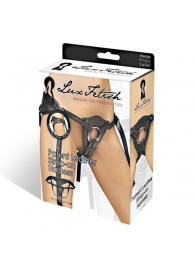 Черные трусики для страпона из патентованной кожи - Lux Fetish - купить с доставкой в Петрозаводске