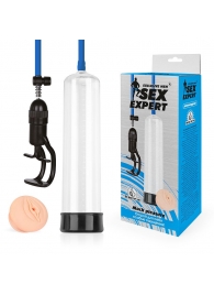 Прозрачная вакуумная помпа Sex Expert с насадкой-вагиной - Sex Expert - в Петрозаводске купить с доставкой
