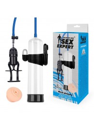 Прозрачная вакуумная вибропомпа Sex Expert с насадкой-вагиной - Sex Expert - в Петрозаводске купить с доставкой