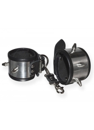 Серебристо-черные наручники с шипами и металлическим блеском - Sitabella - купить с доставкой в Петрозаводске