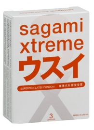 Ультратонкие презервативы Sagami Xtreme SUPERTHIN - 3 шт. - Sagami - купить с доставкой в Петрозаводске