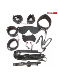 Большой игровой набор БДСМ: наручники, оковы, маска, кляп, плеть, ошейник с поводком, верёвка, зажимы для сосков - Notabu - купить с доставкой в Петрозаводске