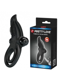 Черное силиконовое эрекционное кольцо с вибрацией и подхватом мошонки - Baile - в Петрозаводске купить с доставкой