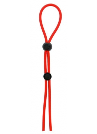 Красное лассо на пенис с двумя бусинами STRETCHY LASSO CAGE - Dream Toys - в Петрозаводске купить с доставкой