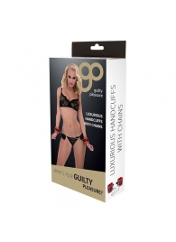Красно-чёрные наручники на металлической цепочке - Blush Novelties - купить с доставкой в Петрозаводске