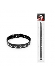 Черный ошейник с серебристыми ромбиками - Notabu - купить с доставкой в Петрозаводске