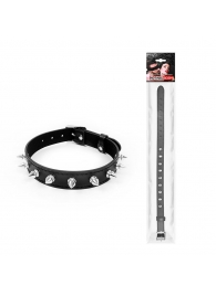 Черный ошейник с серебристыми шипами - Notabu - купить с доставкой в Петрозаводске