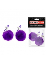 Зажимы для сосков с фиолетовым пушком - Notabu - купить с доставкой в Петрозаводске