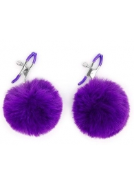 Зажимы для сосков с фиолетовым пушком - Notabu - купить с доставкой в Петрозаводске