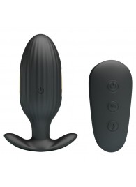 Черная анальная вибропробка с электростимуляцией и пультом ДУ Royal Pleasure - 9,2 см. - Baile - купить с доставкой в Петрозаводске