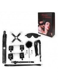 Большой набор БДСМ в черном цвете: маска, кляп, зажимы, плётка, ошейник, наручники, оковы, щекоталка, фиксатор - Notabu - купить с доставкой в Петрозаводске