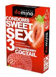 Презервативы для орального секса DOMINO Sweet Sex с ароматом клубничного коктейля  - 3 шт. - Domino - купить с доставкой в Петрозаводске