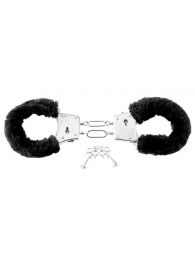 Меховые чёрные наручники Beginner s Furry Cuffs - Pipedream - купить с доставкой в Петрозаводске