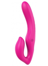 Ярко-розовый безремневой страпон REMOTE DOUBLE DIPPER - 22 см. - Dream Toys - купить с доставкой в Петрозаводске