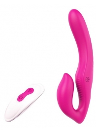 Ярко-розовый безремневой страпон REMOTE DOUBLE DIPPER - 22 см. - Dream Toys - купить с доставкой в Петрозаводске