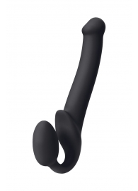Черный безремневой страпон Silicone Bendable Strap-On M - Strap-on-me - купить с доставкой в Петрозаводске