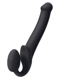 Черный безремневой страпон Silicone Bendable Strap-On M - Strap-on-me - купить с доставкой в Петрозаводске