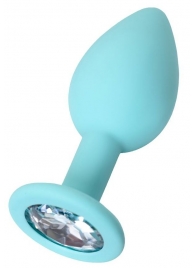 Мятная анальная пробка с прозрачным кристаллом Brilliant - 7 см. - ToyFa - купить с доставкой в Петрозаводске