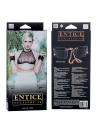 Черные мягкие наручники Entice French Cuffs с цепью - California Exotic Novelties - купить с доставкой в Петрозаводске