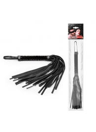 Черная гладкая плеть-флоггер с ручкой - 40 см. - Notabu - купить с доставкой в Петрозаводске
