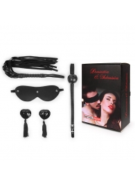 Эротический набор в черном цвете: маска, кляп, пэстисы, плётка - Notabu - купить с доставкой в Петрозаводске