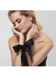 Черные ленты для связывания SILKY SENSUAL HANDCUFFS - Bijoux Indiscrets - купить с доставкой в Петрозаводске