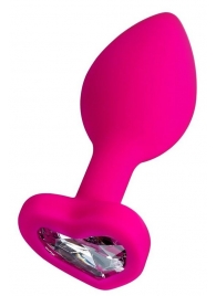Розовая анальная втулка Diamond Heart с прозрачным кристаллом - 8 см. - ToyFa - купить с доставкой в Петрозаводске
