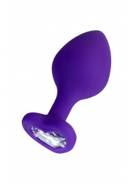 Фиолетовая анальная втулка Diamond Heart с прозрачным кристаллом - 8 см. - ToyFa - купить с доставкой в Петрозаводске