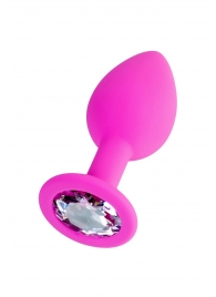 Розовая анальная втулка Brilliant с прозрачным кристаллом - 7 см. - ToyFa - купить с доставкой в Петрозаводске