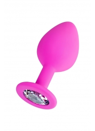 Розовая анальная втулка Brilliant с прозрачным кристаллом - 8 см. - ToyFa - купить с доставкой в Петрозаводске