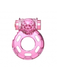 Розовое эрекционное кольцо с вибрацией Pink Bear - Baile - в Петрозаводске купить с доставкой