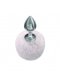 Серебристая анальная пробка с белым пушистым хвостиком Twinkle - Lola Games - купить с доставкой в Петрозаводске