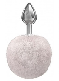 Серебристая анальная пробка с белым пушистым хвостиком Twinkle - Lola Games - купить с доставкой в Петрозаводске