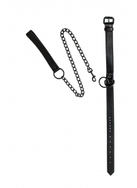 Черный ошейник Sin с поводком - Lola Games - купить с доставкой в Петрозаводске