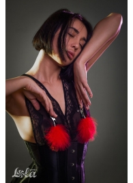 Зажимы на соски с красным пухом Euphoric - Lola Games - купить с доставкой в Петрозаводске