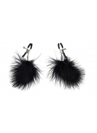 Зажимы на соски с черным пухом Euphoric - Lola Games - купить с доставкой в Петрозаводске