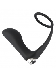 Черное эрекционное кольцо с анальной вибропробкой Vibrating Ring   Plug - Orion - в Петрозаводске купить с доставкой