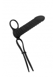 Черная вибронасадка для двойного проникновения Rori - 17 см. - Lola Games - купить с доставкой в Петрозаводске