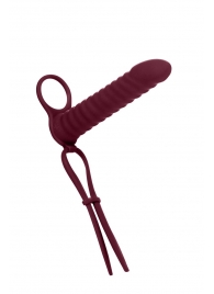 Бордовая вибронасадка для двойного проникновения Rori - 17 см. - Lola Games - купить с доставкой в Петрозаводске