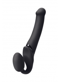 Черный безремневой вибрострапон Silicone Bendable Strap-On M - Strap-on-me - купить с доставкой в Петрозаводске