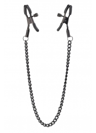 Черные зажимы на соски на цепочке BLAZE DELUXE NIPPLE CLAMPS - Dream Toys - купить с доставкой в Петрозаводске