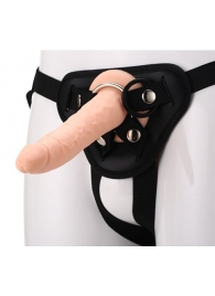 Телесный страпон на черных трусиках STRAP ON REAL DILDO - 20 см. - Dream Toys - купить с доставкой в Петрозаводске