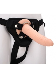 Телесный страпон на черных трусиках STRAP ON REAL DILDO - 20 см. - Dream Toys - купить с доставкой в Петрозаводске