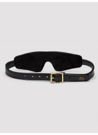 Черная плотная маска на глаза Bound to You Faux Leather Blindfold - Fifty Shades of Grey - купить с доставкой в Петрозаводске