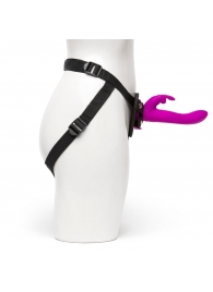 Лиловый страпон Rechargeable Vibrating Strap-On Harness Set - 17,6 см. - Happy Rabbit - купить с доставкой в Петрозаводске