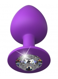 Фиолетовая анальная пробка со стразом Her Little Gem Large Plug - 9,5 см. - Pipedream - купить с доставкой в Петрозаводске