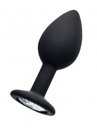 Черная анальная втулка с прозрачным стразом - 7,2 см. - POPO Pleasure - купить с доставкой в Петрозаводске