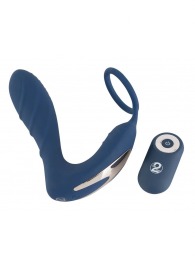 Синий вибростимулятор простаты с кольцом - 14,5 см. - Orion - в Петрозаводске купить с доставкой