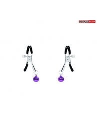 Оригинальные зажимы на соски с фиолетовыми шариками - Notabu - купить с доставкой в Петрозаводске