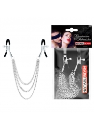 Оригинальные зажимы на соски с тройной цепочкой - Notabu - купить с доставкой в Петрозаводске